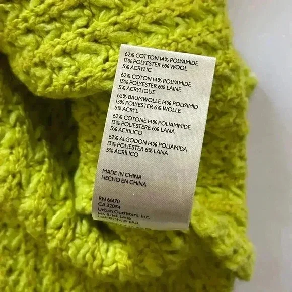 Free People Whistle Thermal Henley Sweater - Acid Lime Green - Size XS - Picture 7 of 7